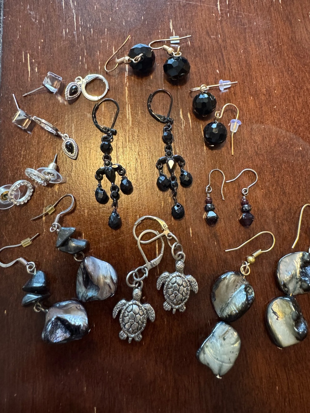 Assorted Women's Black and Silver Dangle Earrings Bundle